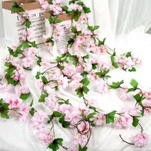 Artificial Cherry Blossom Flower Vine String DIY Hanging Wedding Arch Decoration