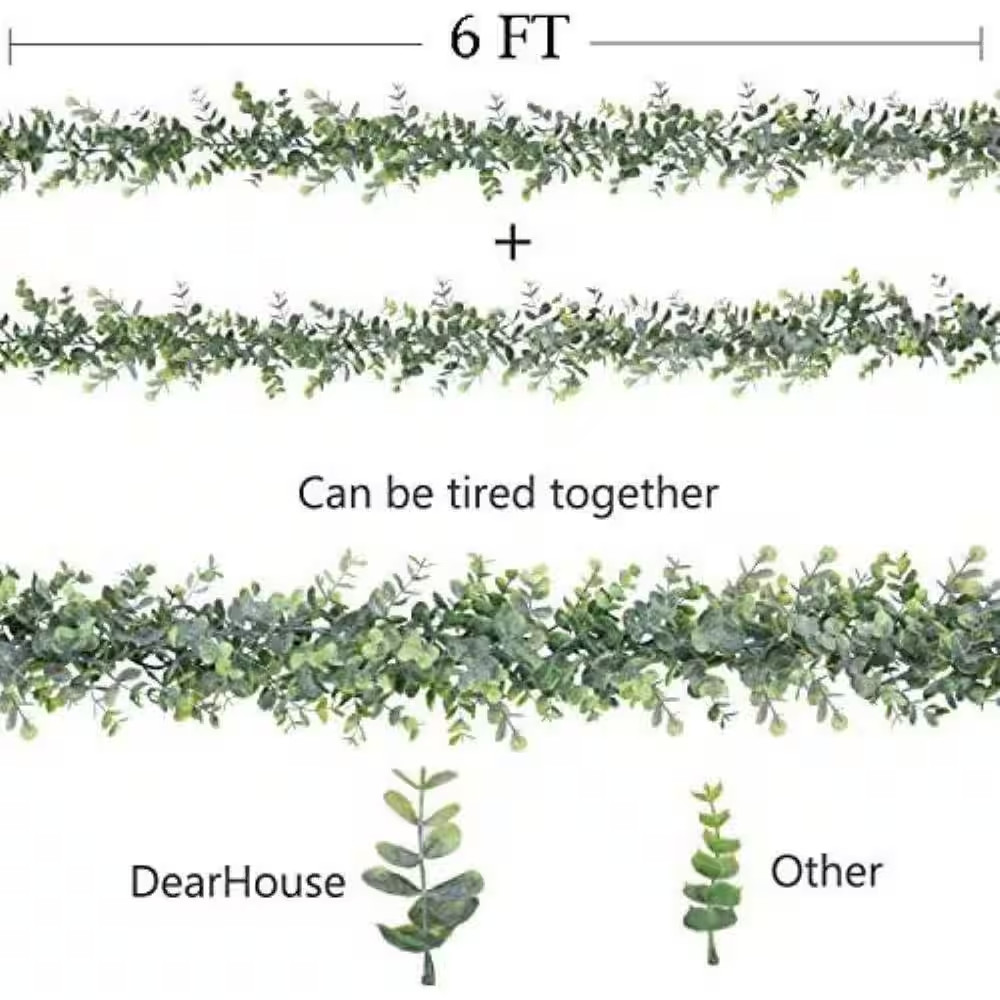 4 In. H Green Artificial Eucalyptus Garland Plant, 2 Pack