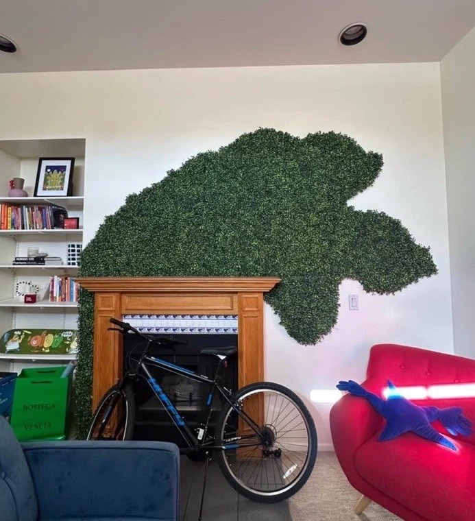 Large custom wall decor artificial greenery moss hedge wall