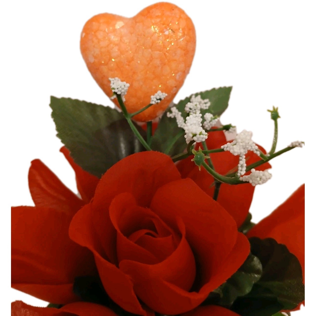 Red Rose Floral Arrangement Tea Cup POP-IN Sparkle Heart Bridal Valentine Love