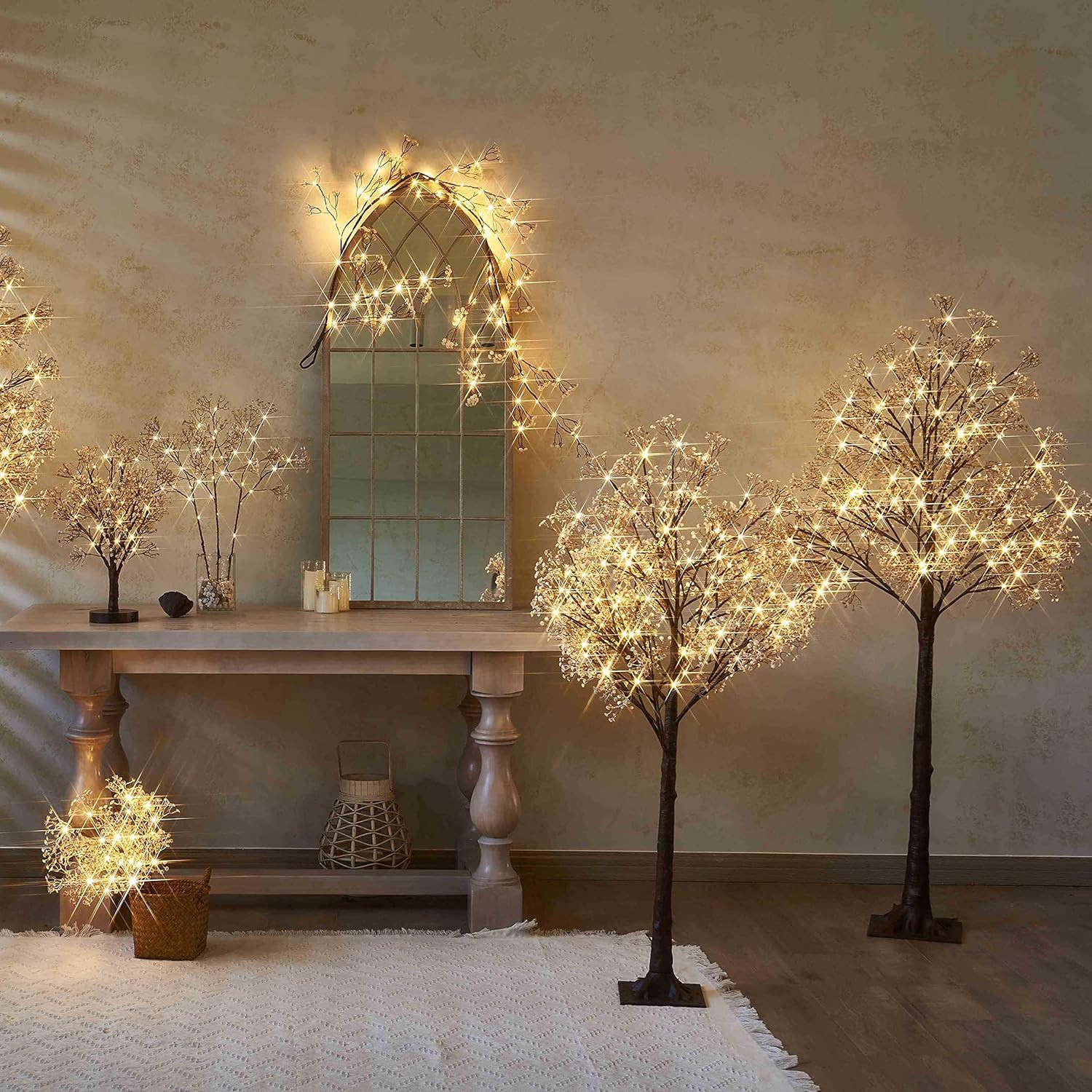 5FT Artificial Baby Breath Flower Tree with 126 LED Lights for Events