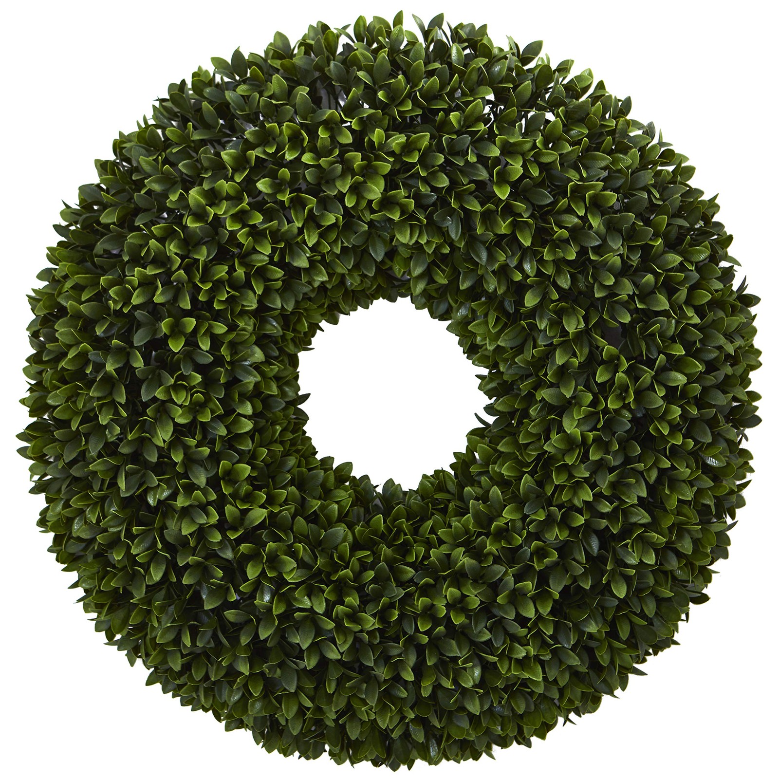 Nearly Natural 24-in Boxwood Artificial Wreath, Green