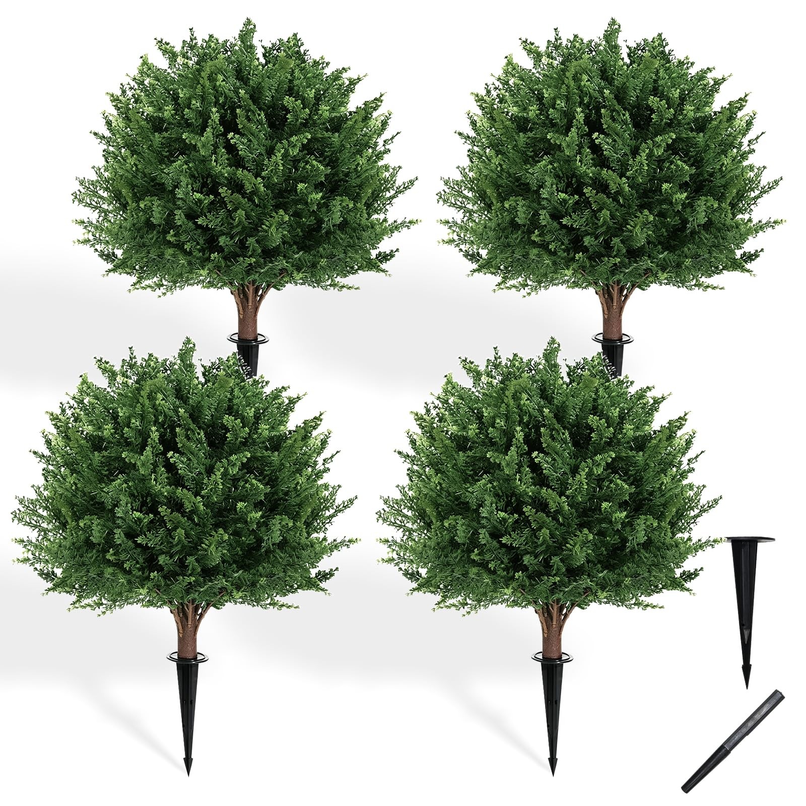 LRTCG Artificial Cypress Tree 23.5″ Set of 4, Artificial Cedar Evergreen UV R…