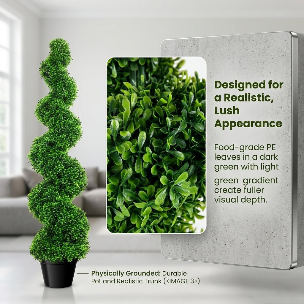 3.5Ft Topiary Trees, Artificial Boxwood Tree Set for Front Door Indoor Outdoor