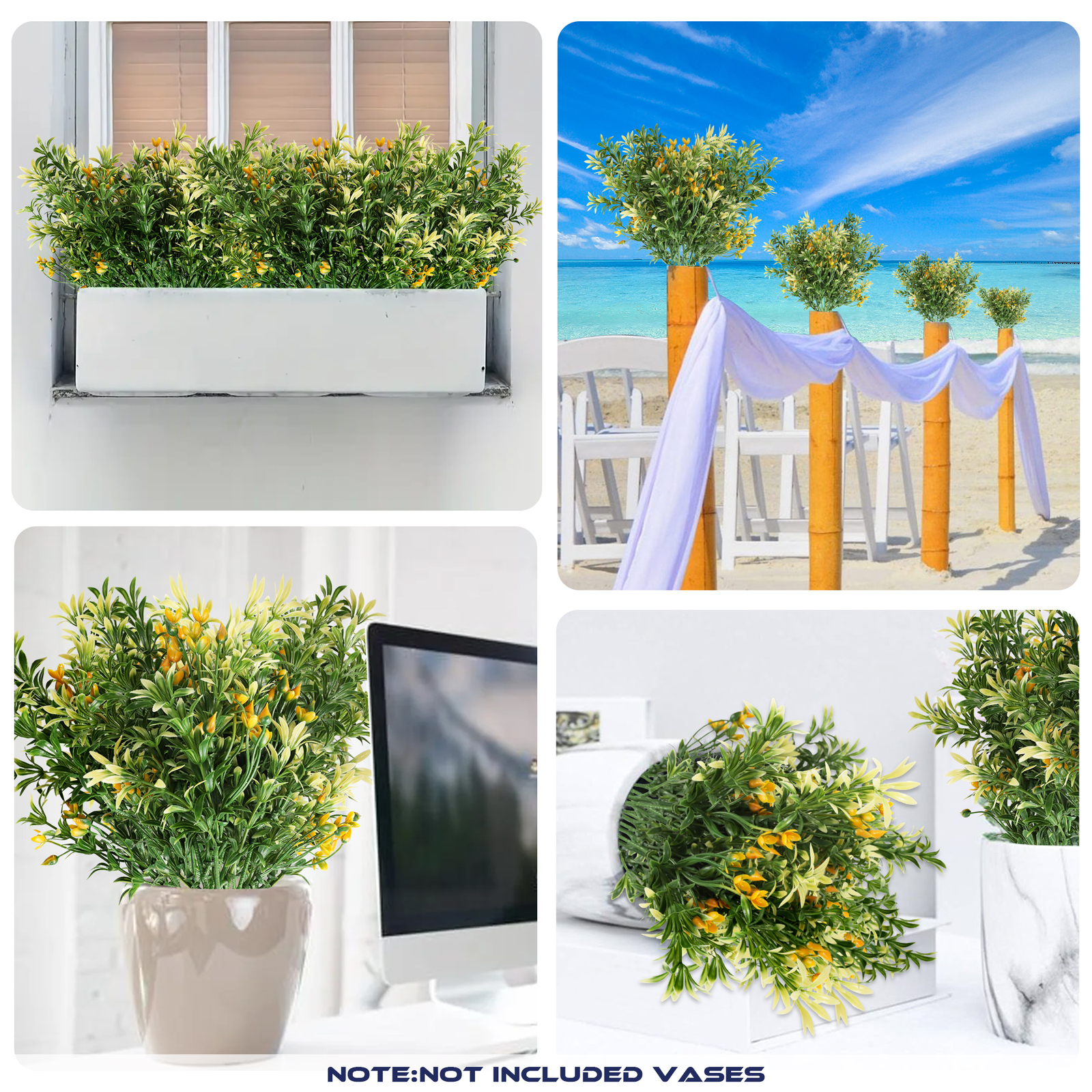 Artificial Flowers Bushes Faux Greenery for Outdoor Wedding Home Party Decor