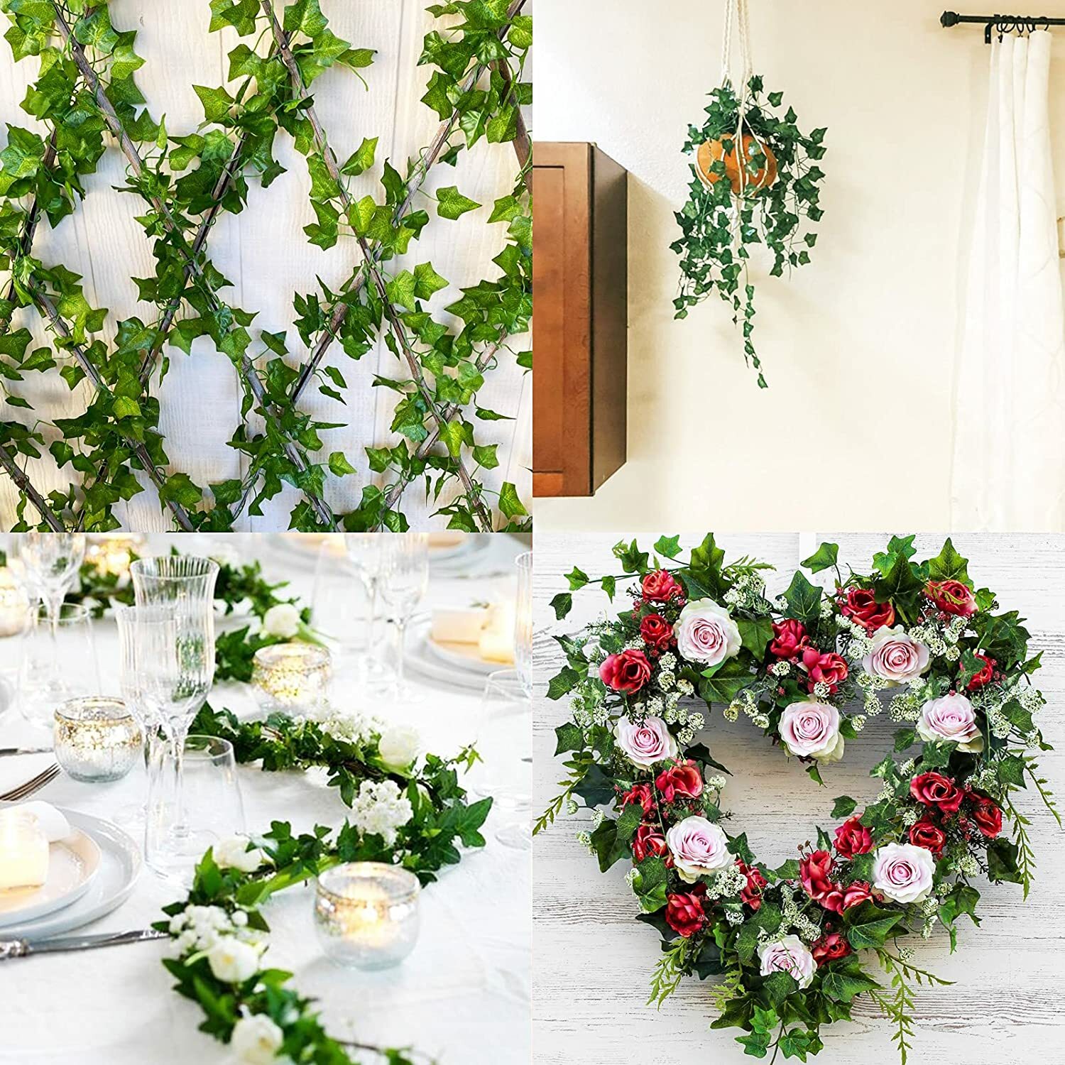 24 PCS Artificial Ivy Leaf Plants Fake Hanging Garland Plants Vine Home Decor