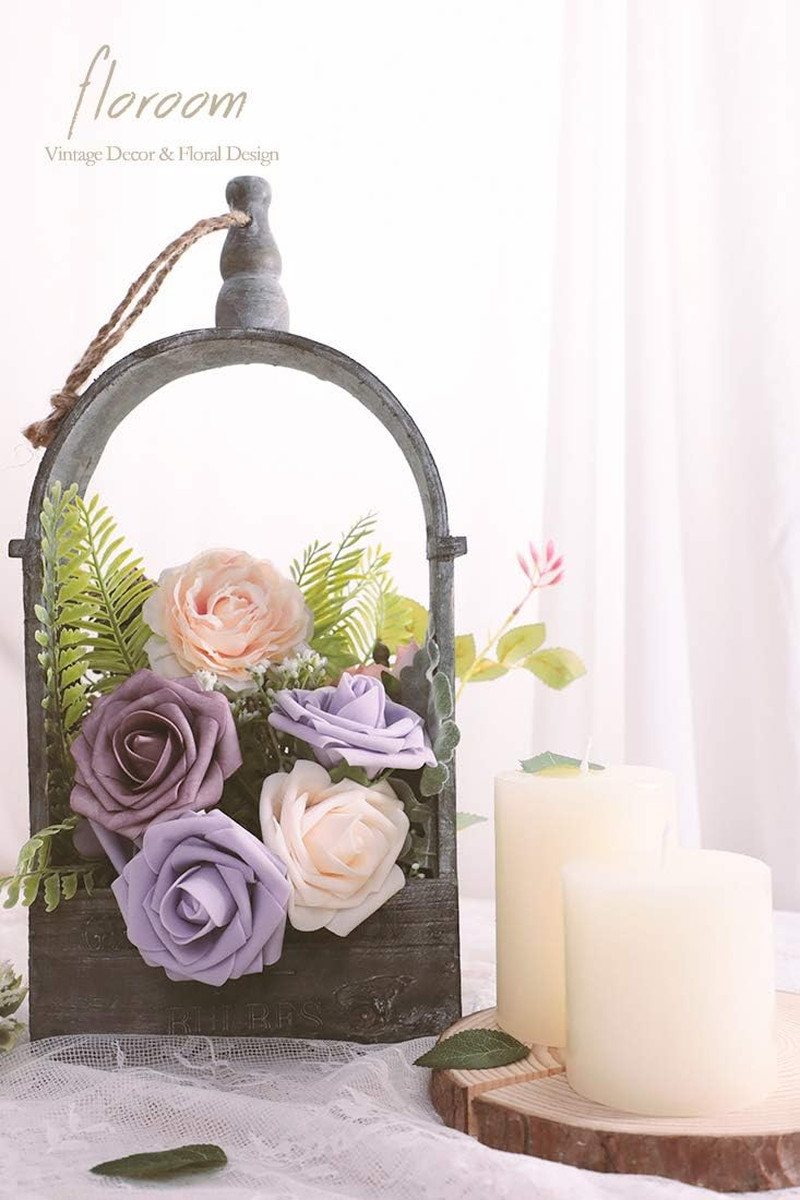 50pcs Cream Foam Roses Artificial Flowers Stems DIY Wedding Bouquets Decor