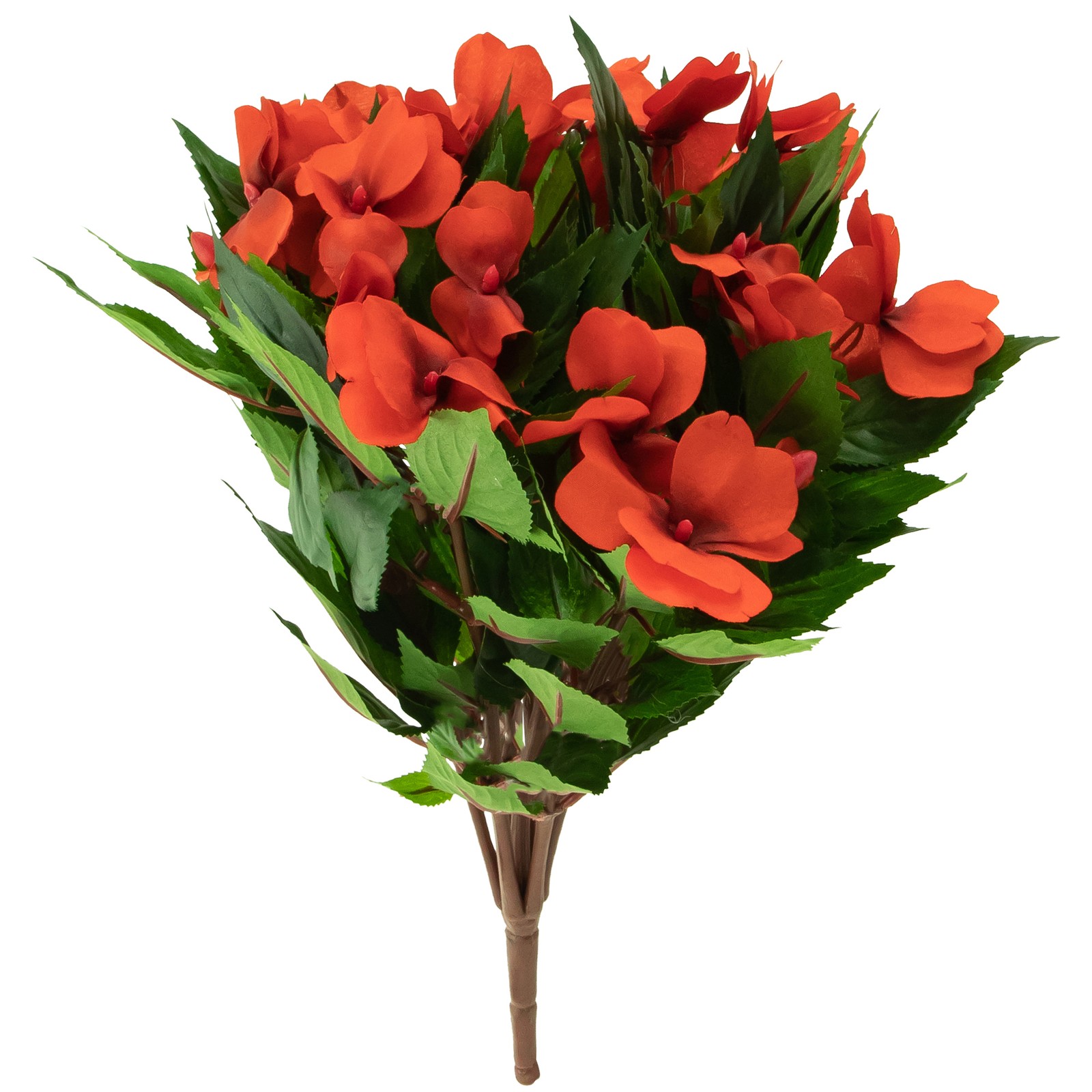 Allstate 13.7″ Red New Guinea Impatiens Artificial Floral Bush