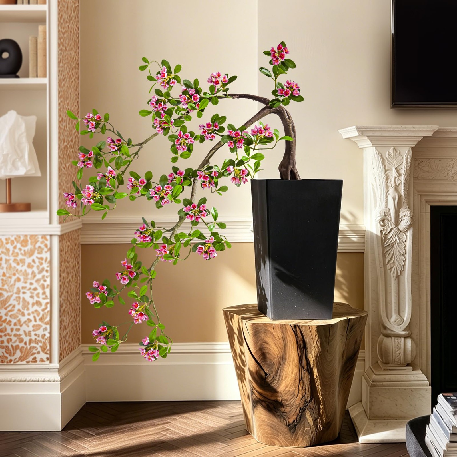 Large Artificial Bonsai Tree Artificial Flowering Tree Indoor Faux Decorative…