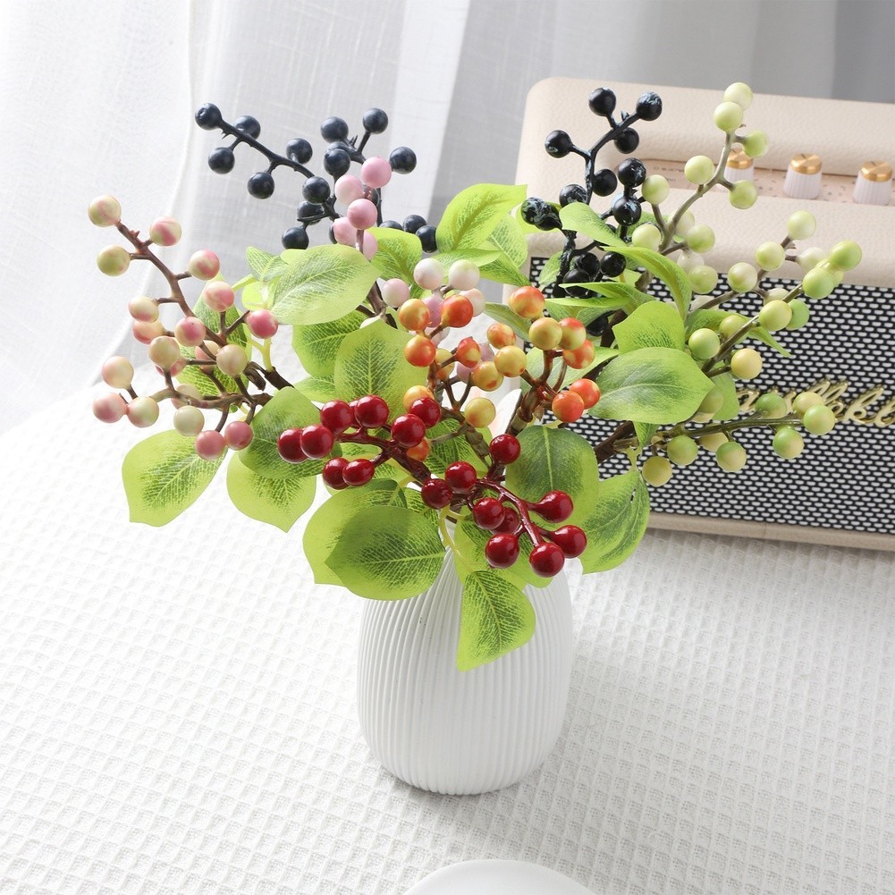 Artificial Olive with Green Pink White Red Orange Black Berries