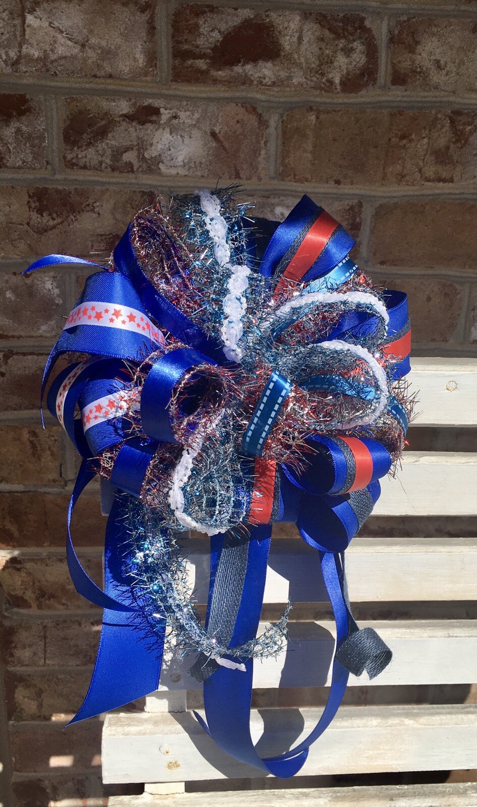 American / 4th Of July Bow For Wreath , Lantern Or Any Decor / Handmade