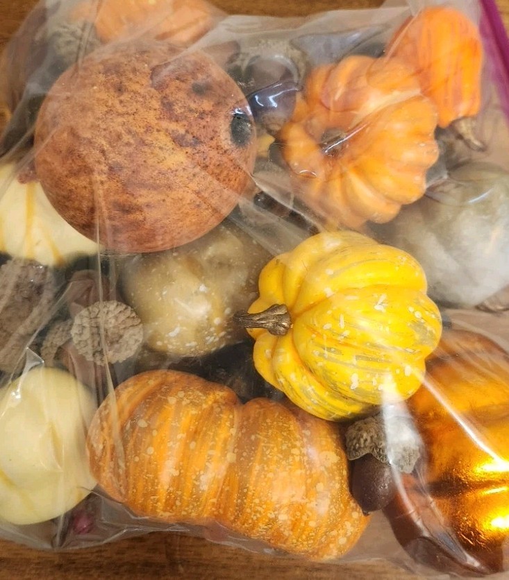 Great Lot of Decorative Fall Autumn Pumpkins Acorns Berries Bowl Vase Filler