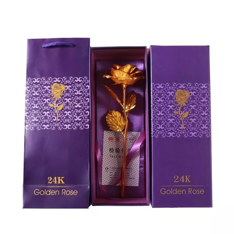 24k Gold Foil Collectible Rose Flower Unique Gift (RED)