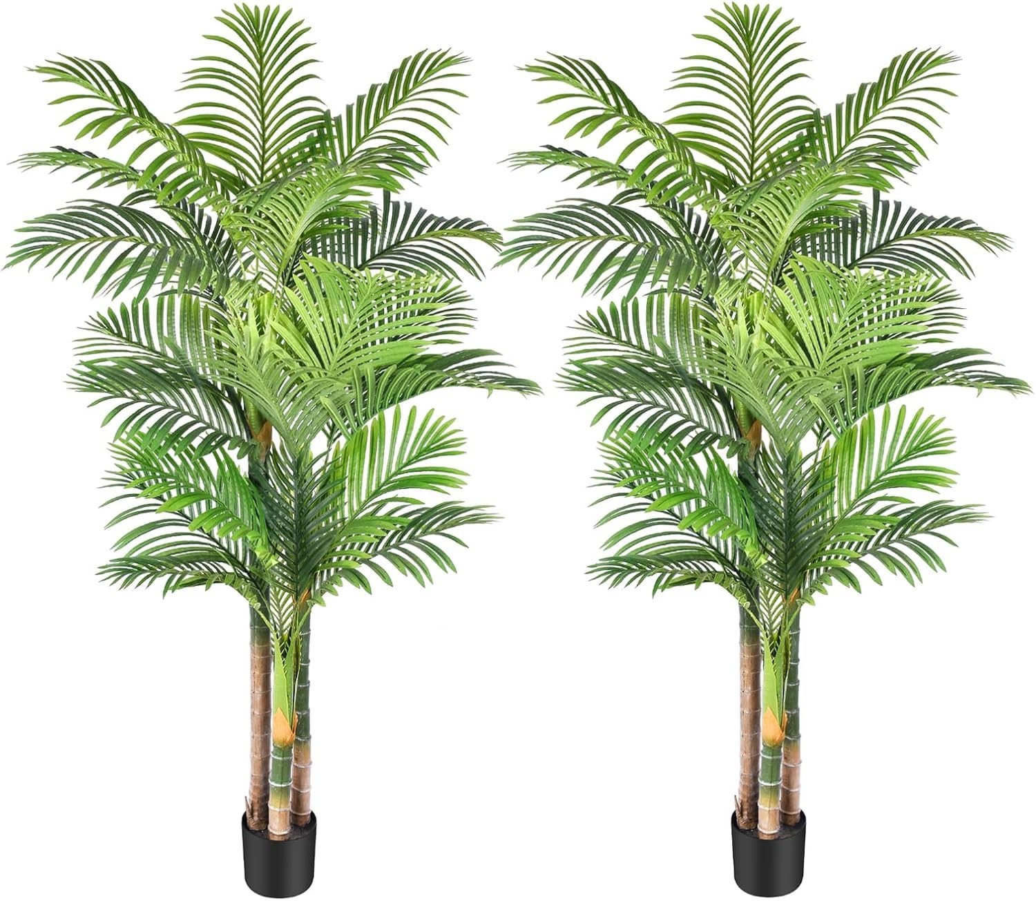 6Ft Tall Triple Golden Cane Palm Artificial Tree Large Tropical Palm Tree UV Res