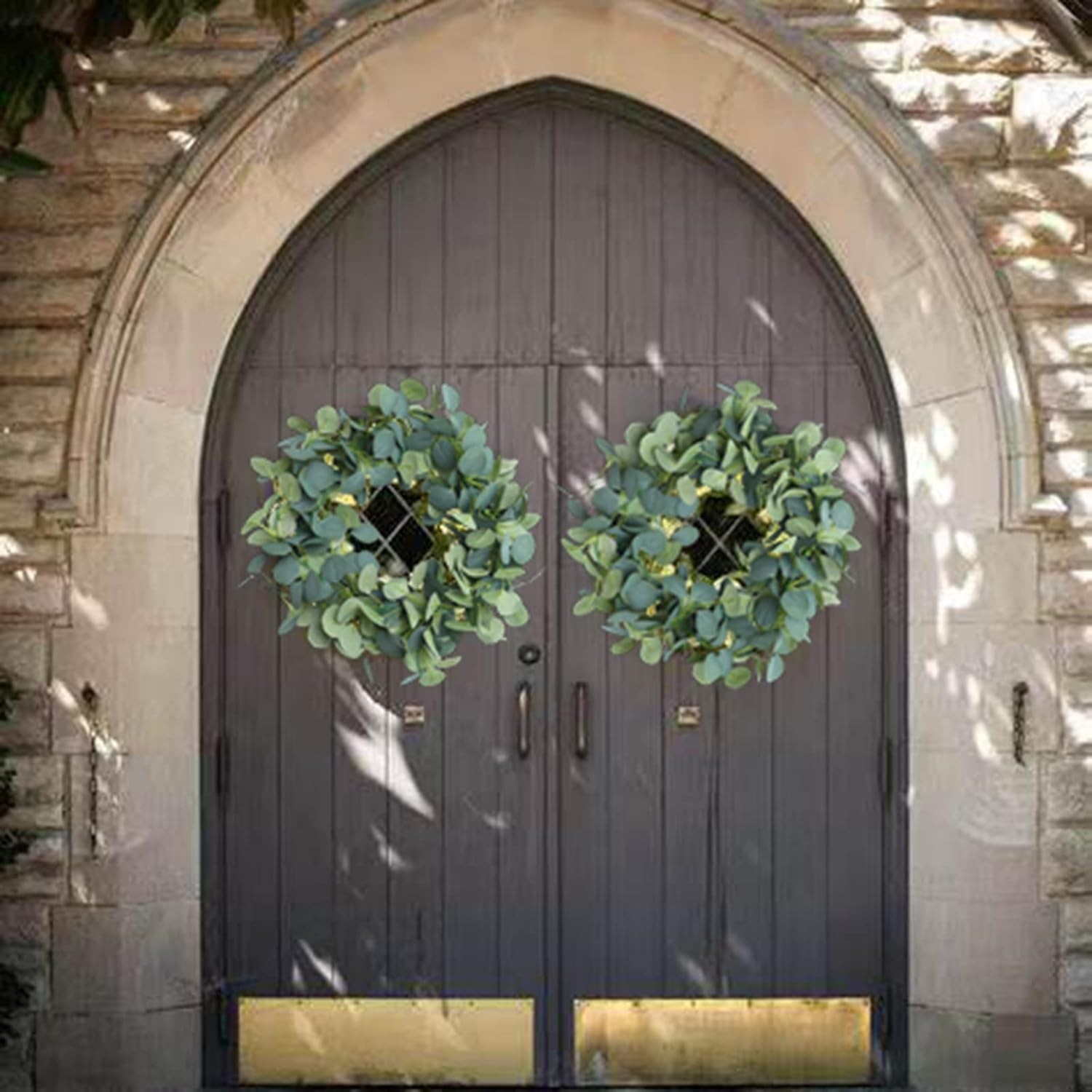 2 Pack Artificial Eucalyptus Garland Faux Silk Leaf Silver Dollar Eucalyptus