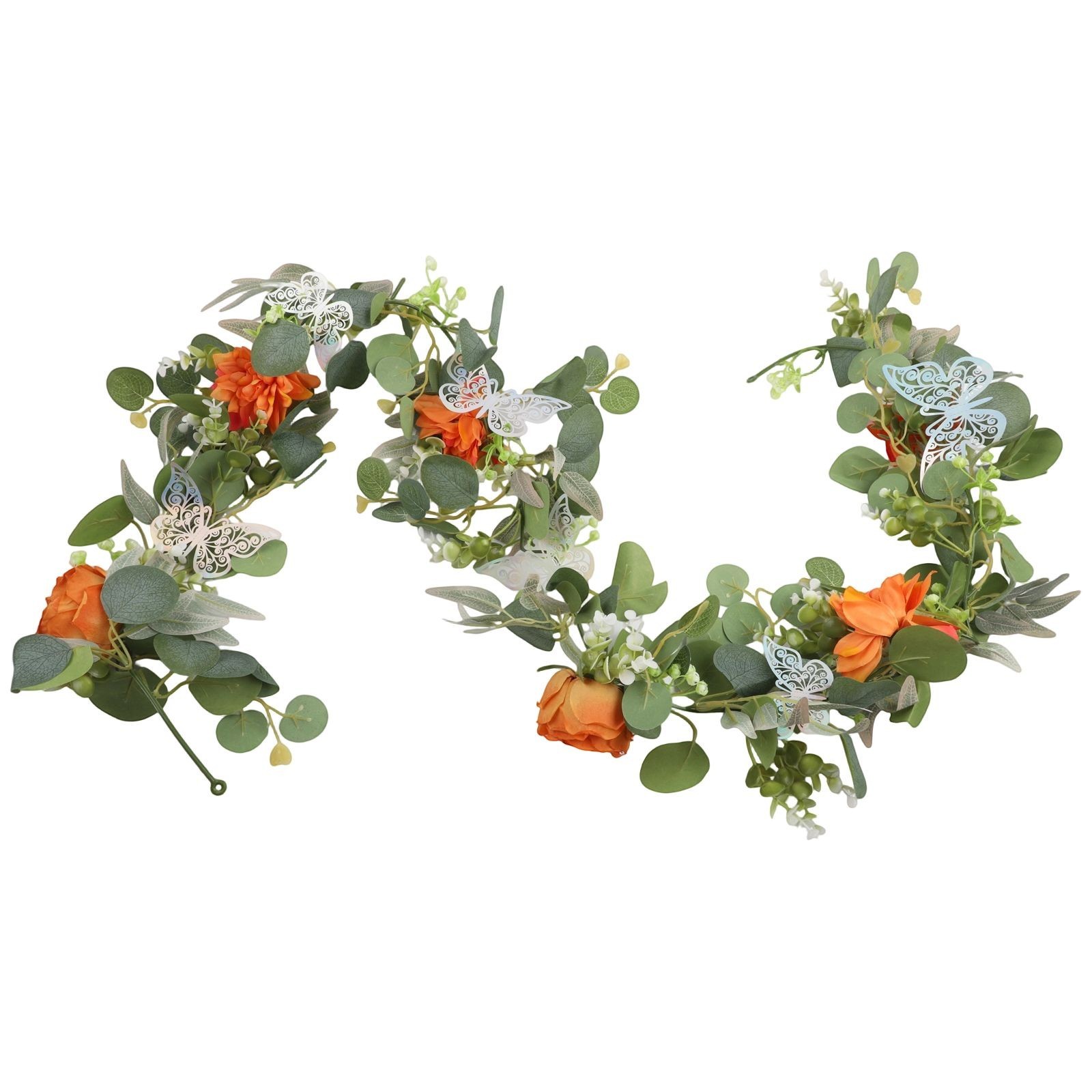 180cm Artificial Flower Garland with Decorative Butterflies for Events