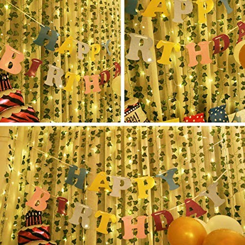 12 Pack Artificial Ivy Leaf Plants with 240 LED Window Curtain String Lights,
