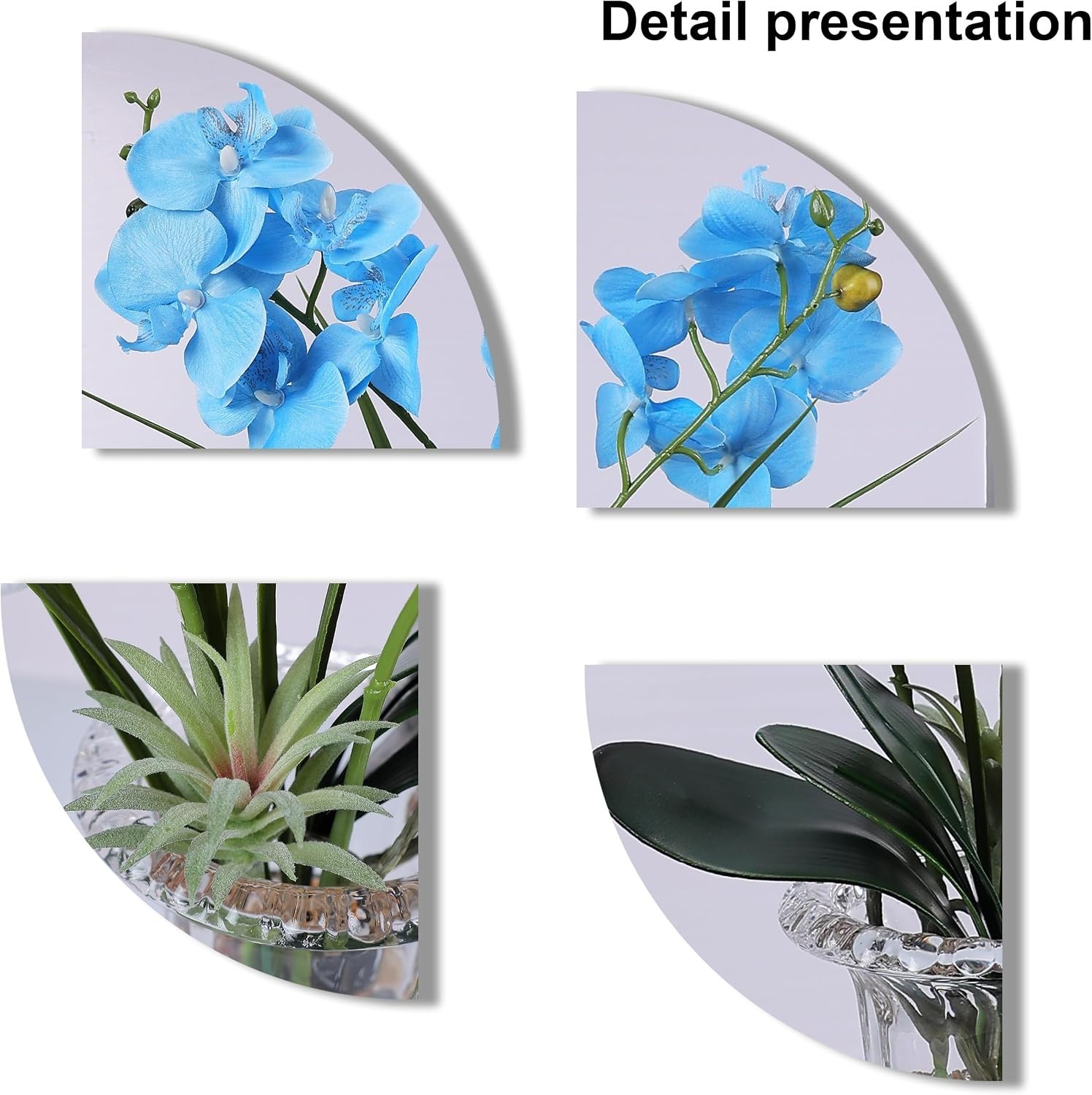 Elegant Artificial Blue Orchid in Weighted Glass Vase – 14.5 Inch Centerpiece