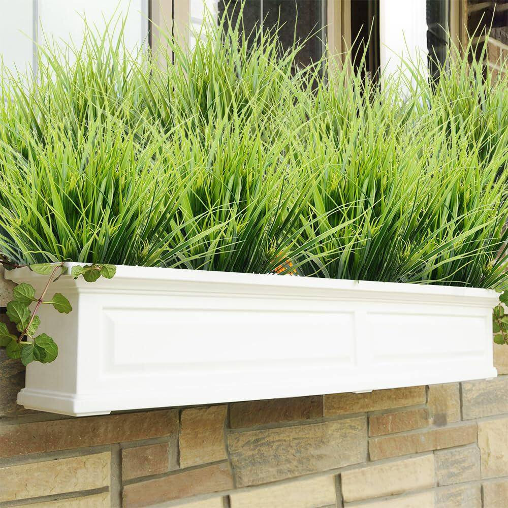 17 In. Green Artificial Plant Wheat Grass Type UV Resistant Plastic Outdoor Shru