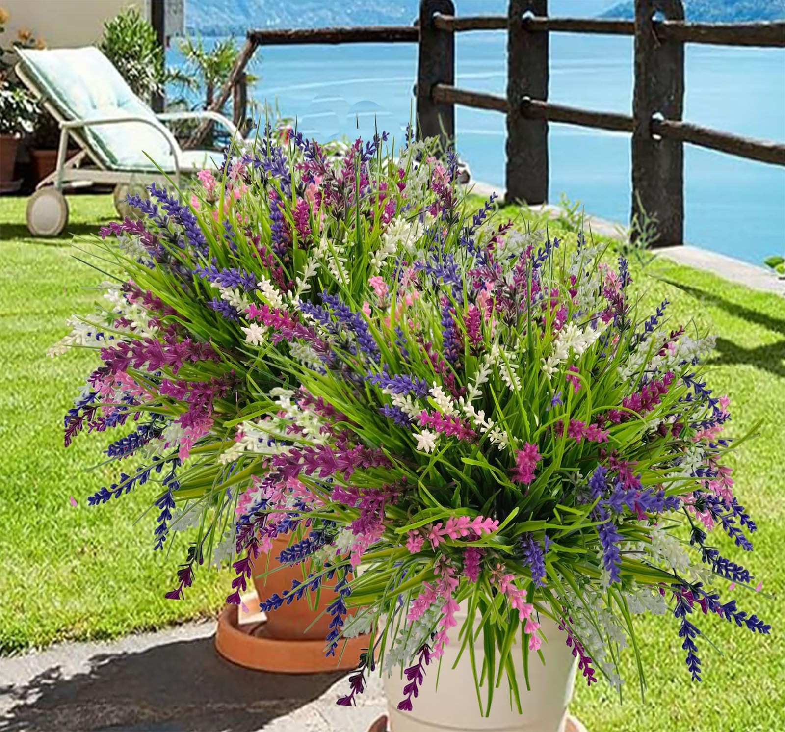 Artificial Grass Fake Plants，Outdoor Fake Monkey Tail Grass with Flowers for …