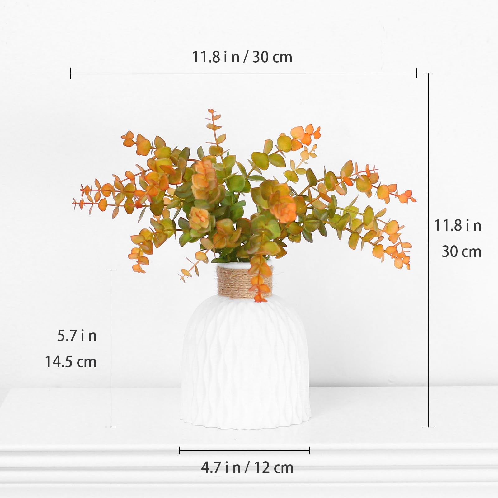 2 PCS Orange Artificial Flower Arrangement In Plastic Vases Desk Home Decor