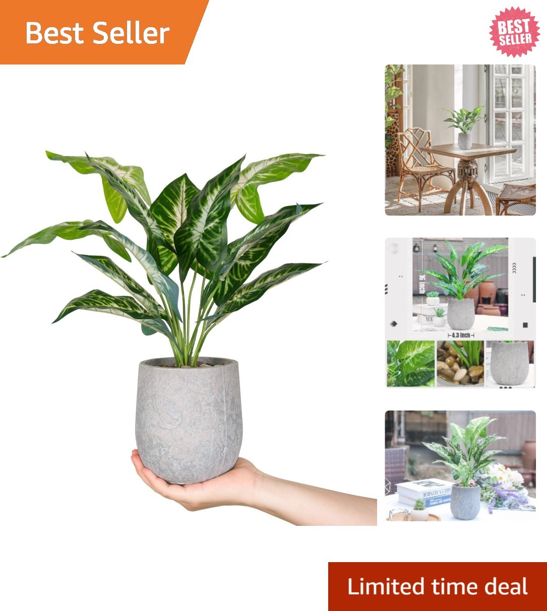 Eco-Friendly 16” Artificial Potted Taro Leaves – Perfect for Any Indoor Space