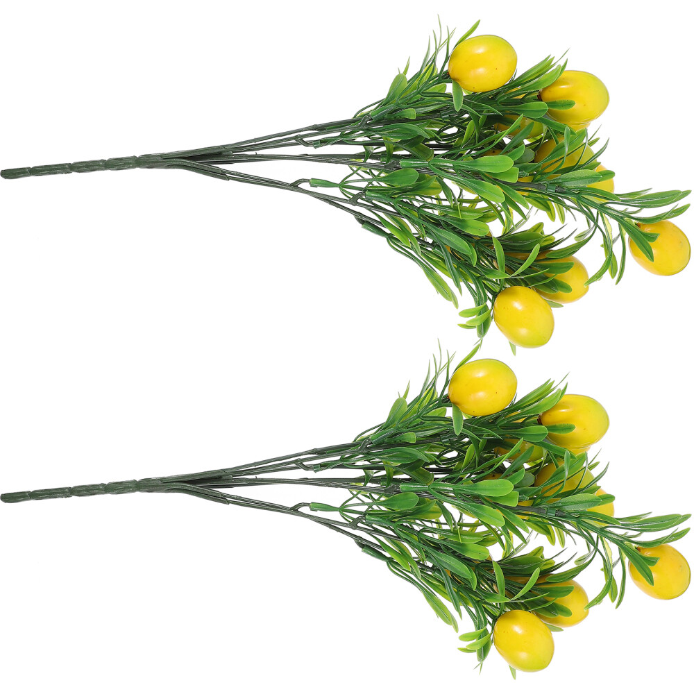2pcs Fake Lemon Branches Artificial Fruit Branch Lemon Tree Stem Home Decor Gift