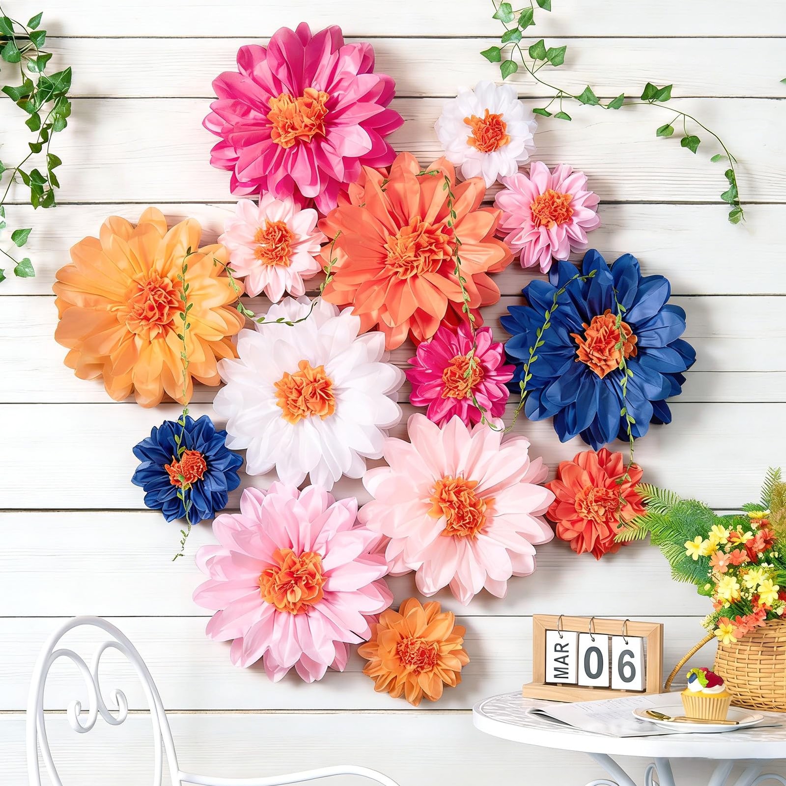 Wildflower Flowers, 14 Pcs Flowers Decorations for Wall, 8 in, 14 Inch Tissue…