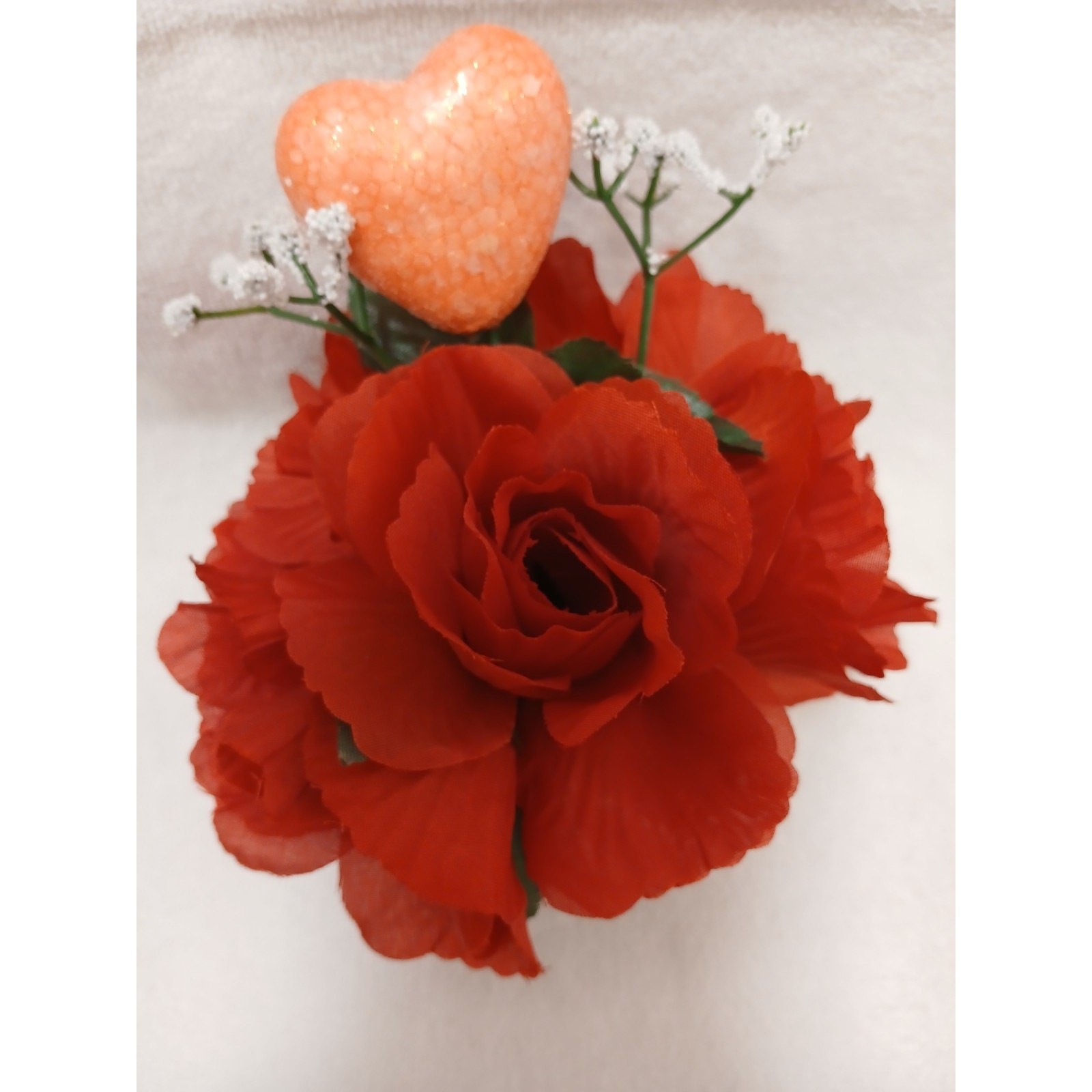 English Red Rose Floral Arrangement Tea Cup POP-IN Sparkle Heart Valentine Love