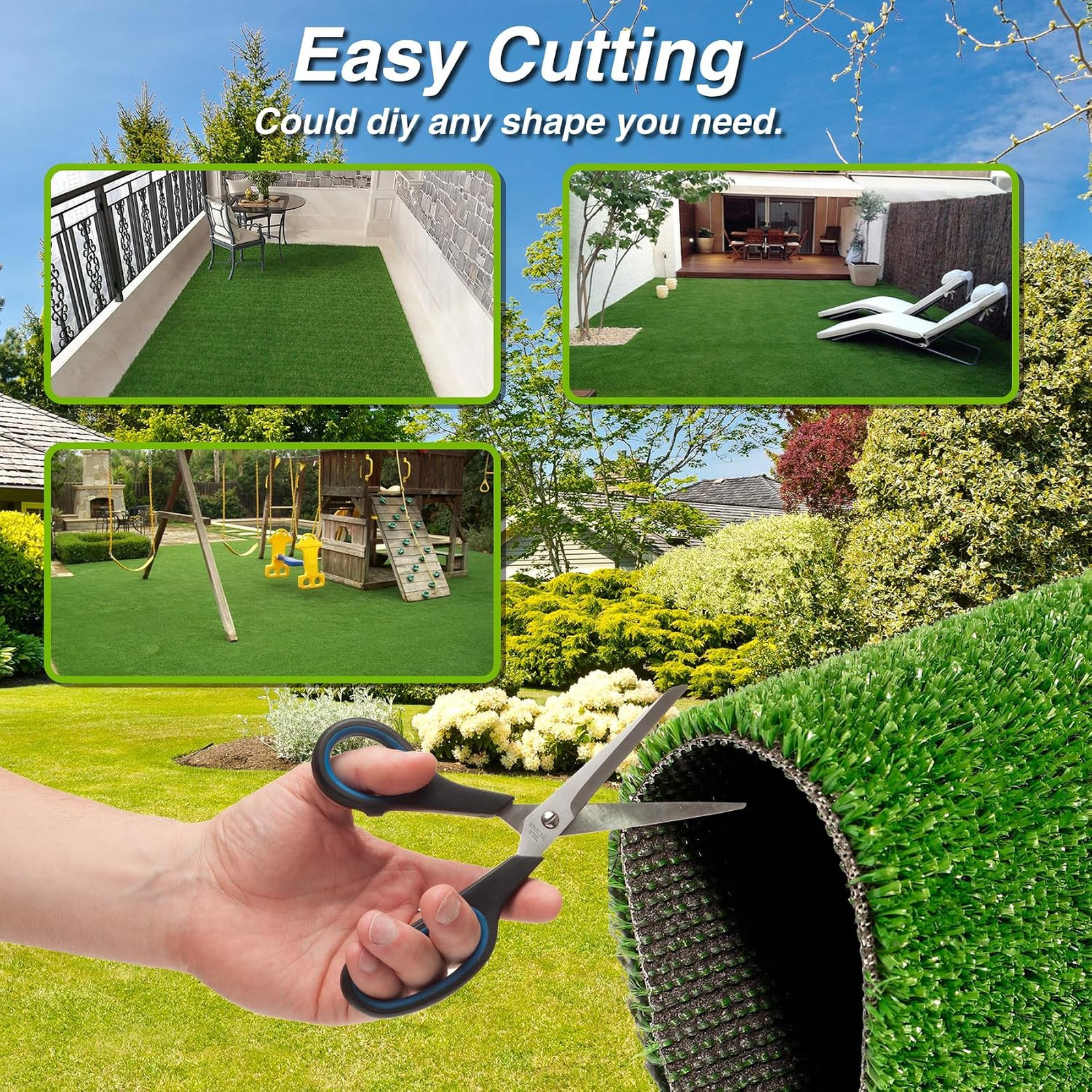 Outdoor Artificial Grass Rug 4FT X 4FT, Green Synthetic Turf Floor Mat for