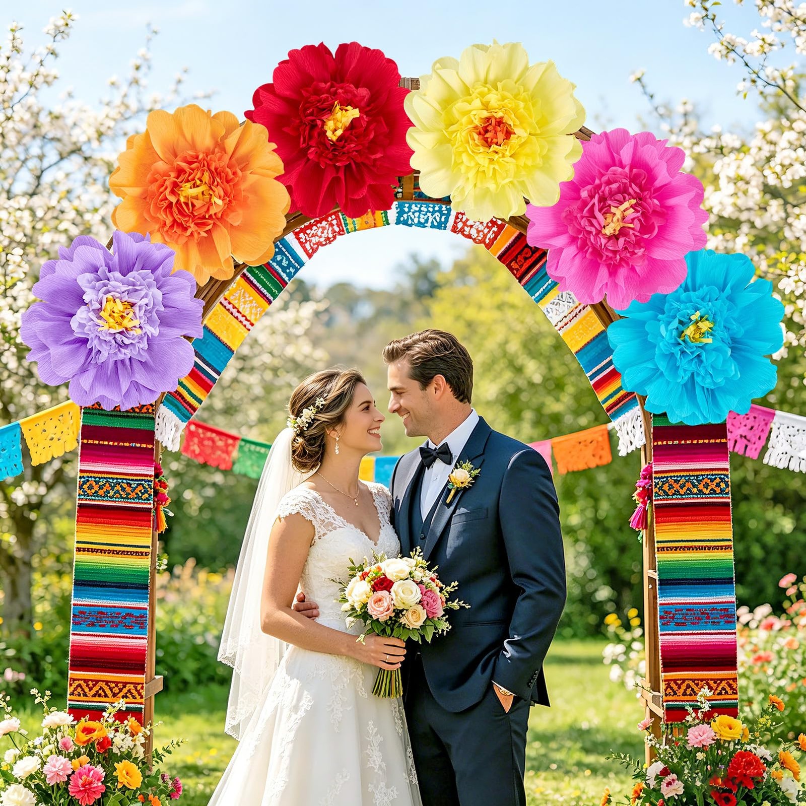 Large Paper Flowers Giant Fiesta Tissue Flower Decorations Wall 12 Inch