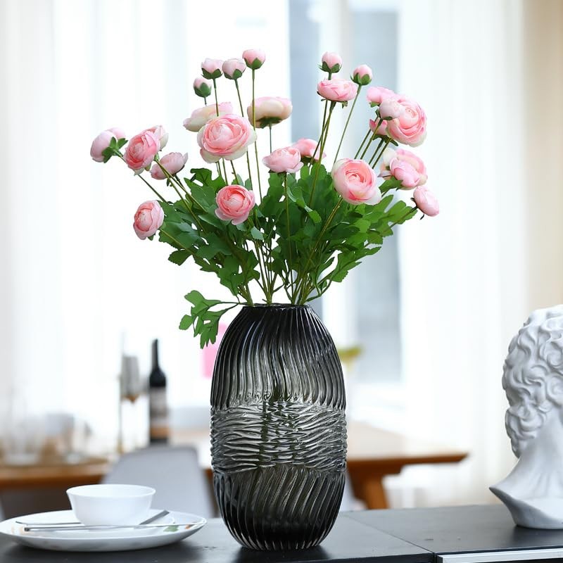 5 PCS Pink Artificial Ranunculus Silk Flower Persian Buttercup Floral Decor