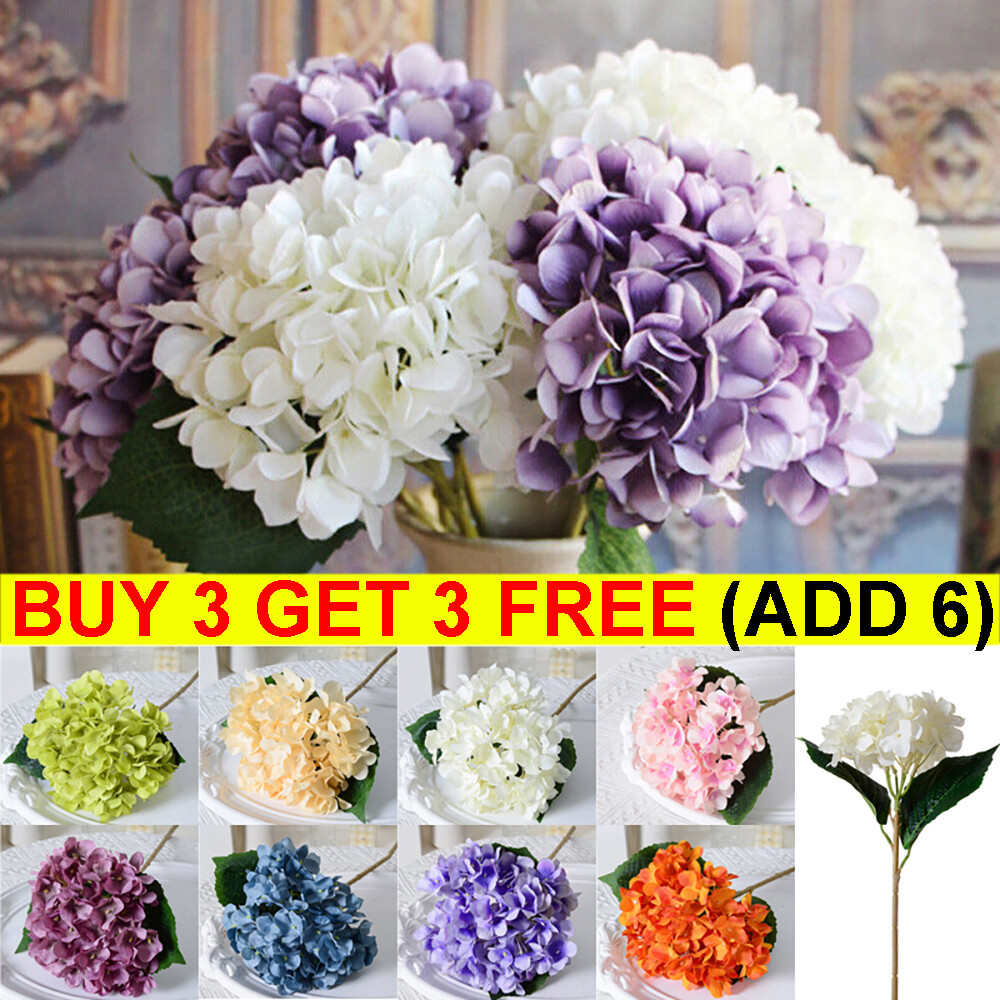 Artificial Hydrangea Flowers Fake Silk Bouquet Wedding Party Home Garden Decor