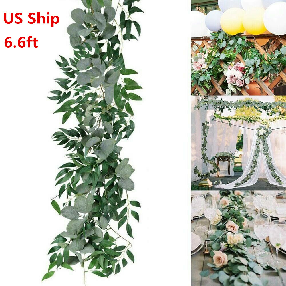 78in Faux Eucalyptus Garland Hanging Leaves Greenery Wall Wedding Decor