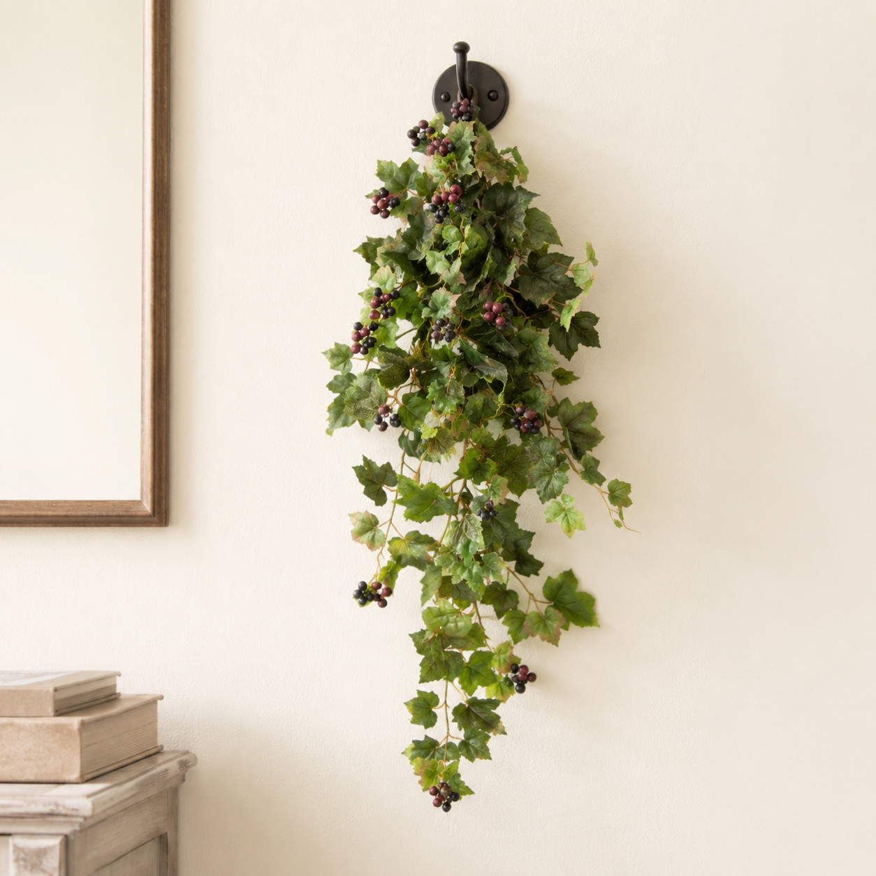 24″ Grape Leaf Hanging Artificial Plant (Set of 2)