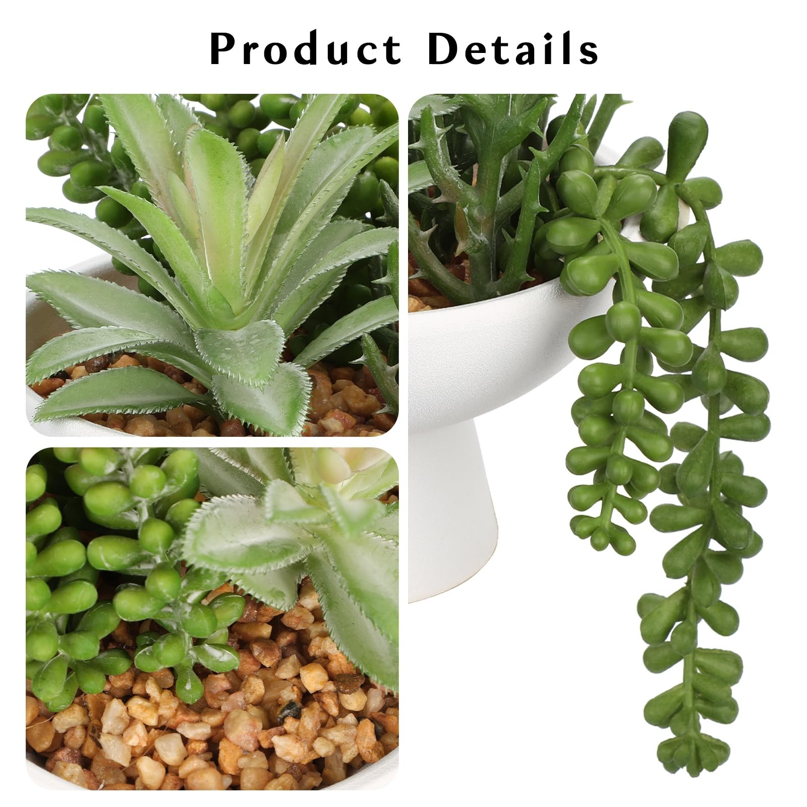 7.5” Small Succulents Plants Artificial in Ceramic Pots Potted Faux Succulent…