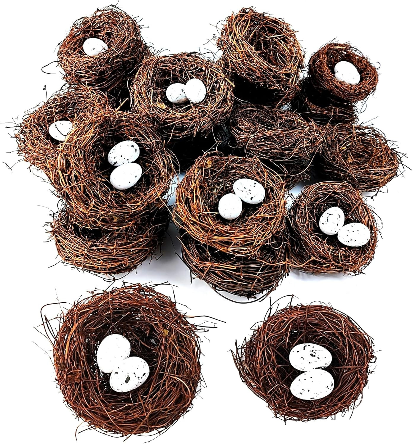 24Pcs Faux Bird Nest with Eggs for Crafts, Decor & Easter Celebrations
