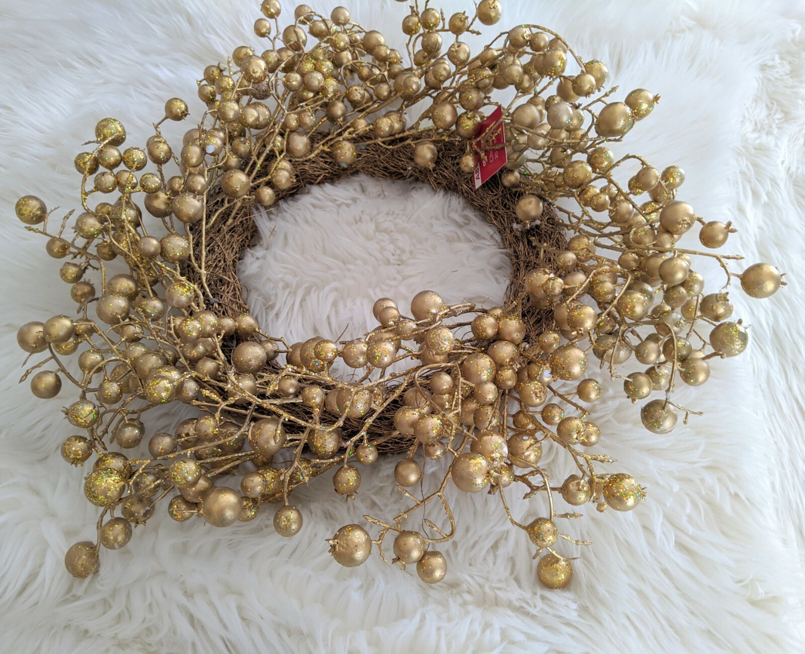20 Inch Gold Glitter Ball Fall Wreath Glitter Twig Decoration Christmas Decor