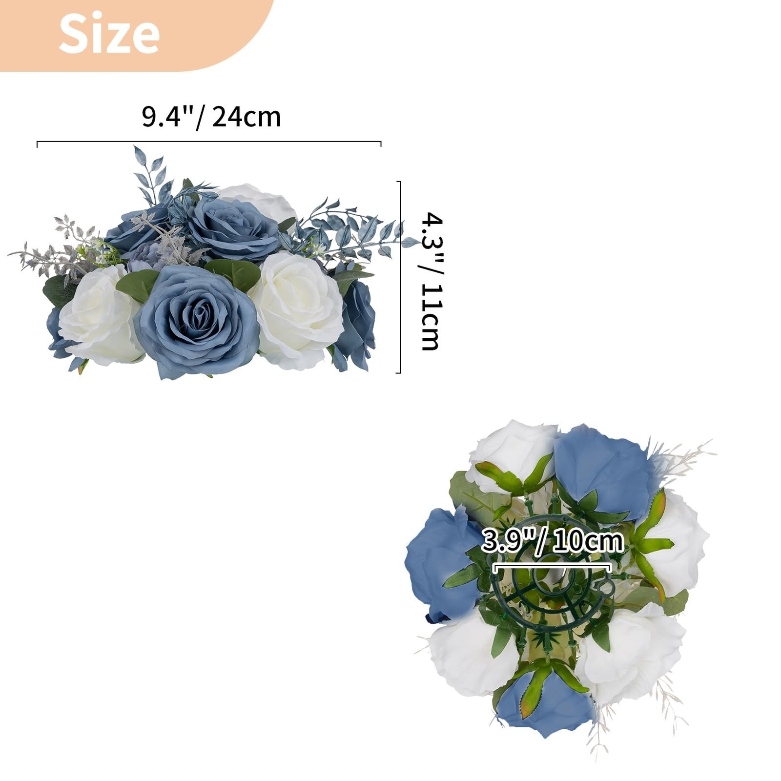 NUPTIO Flower Ball Arrangement Bouquet: 10 Pcs 9.4 inch Diameter Dusty Blue &…