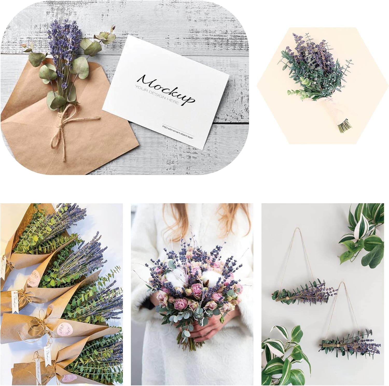 115 Pcs Dried Eucalyptus Stems & Lavender Flowers Bundles for ShowerHome Decor