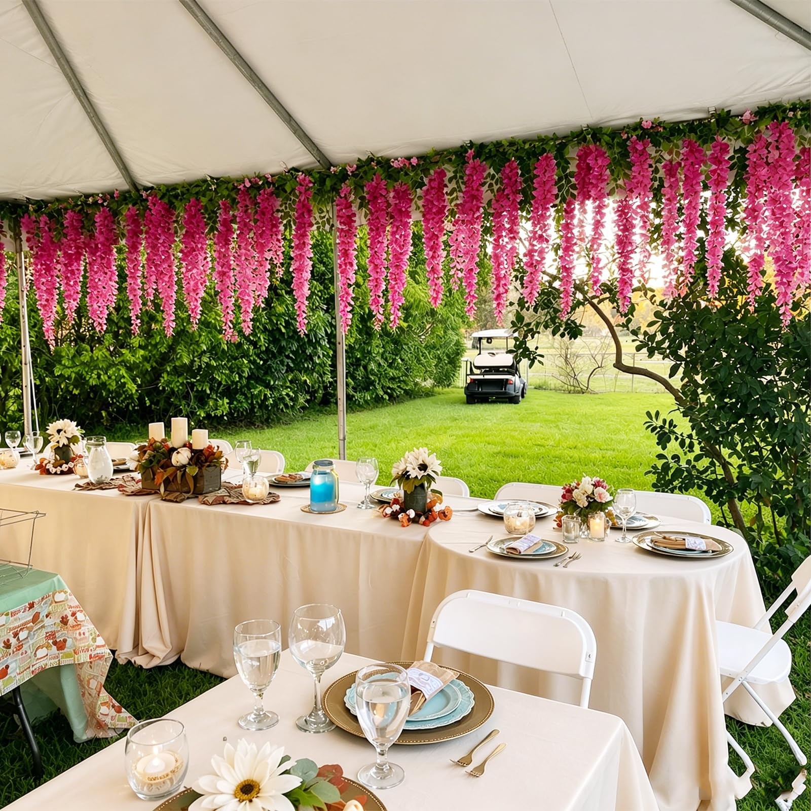Artificial Wisteria Hanging Flowers Fake Wisteria Flower Garland Silk Vines R…