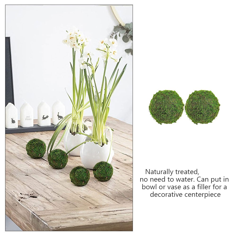 2 Pcs Artificial Faux Moss for Crafts Decorative Green Balls Vase Filler