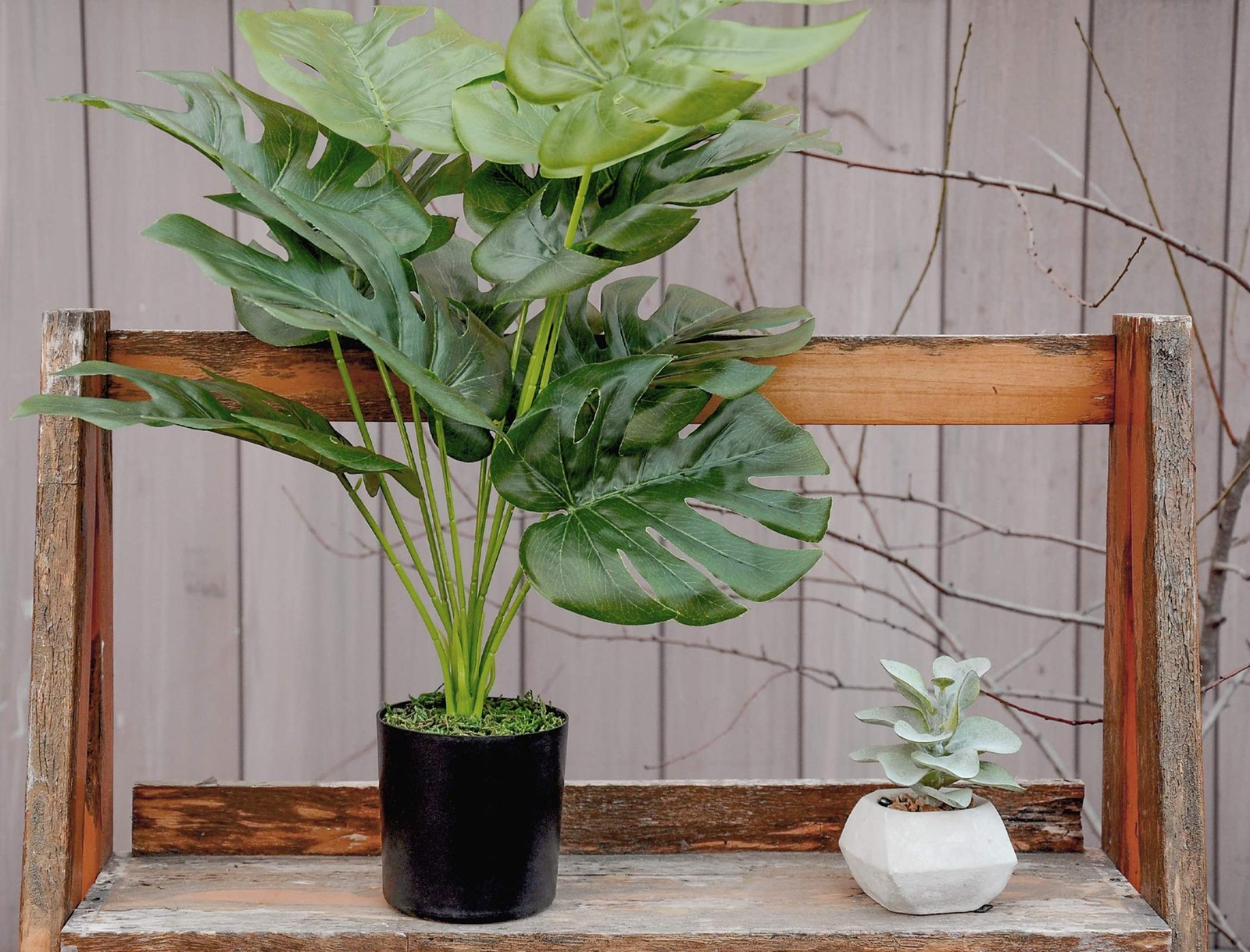 Toopify 19″ Artificial Monstera Plant, Fake Plants for Indoor Outdoor Decor