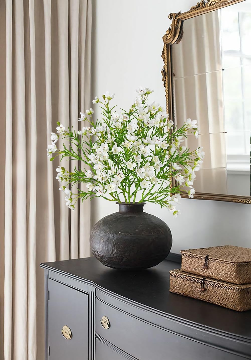 5 PCS White 18 Inch Artificial Silk Spring Wildflowers Summer Flower Bouquet