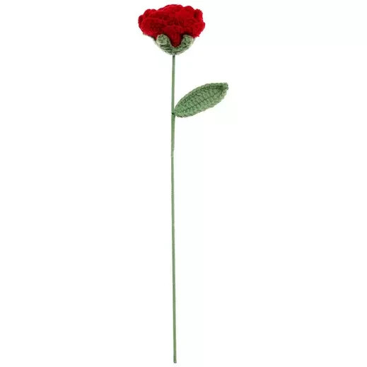 16 Inch Cottogecore Style Red Crochet Rose Spring Floral Pick Crafting