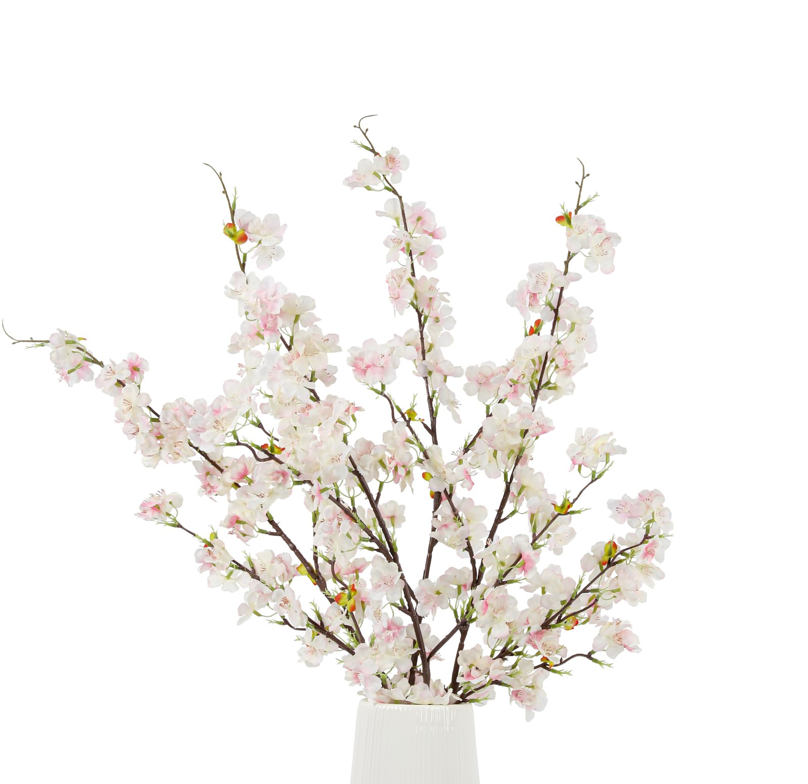 Artificial Cherry Blossom Flowers (4pcs, Light Pink), Real Touch Silk Bouquet…