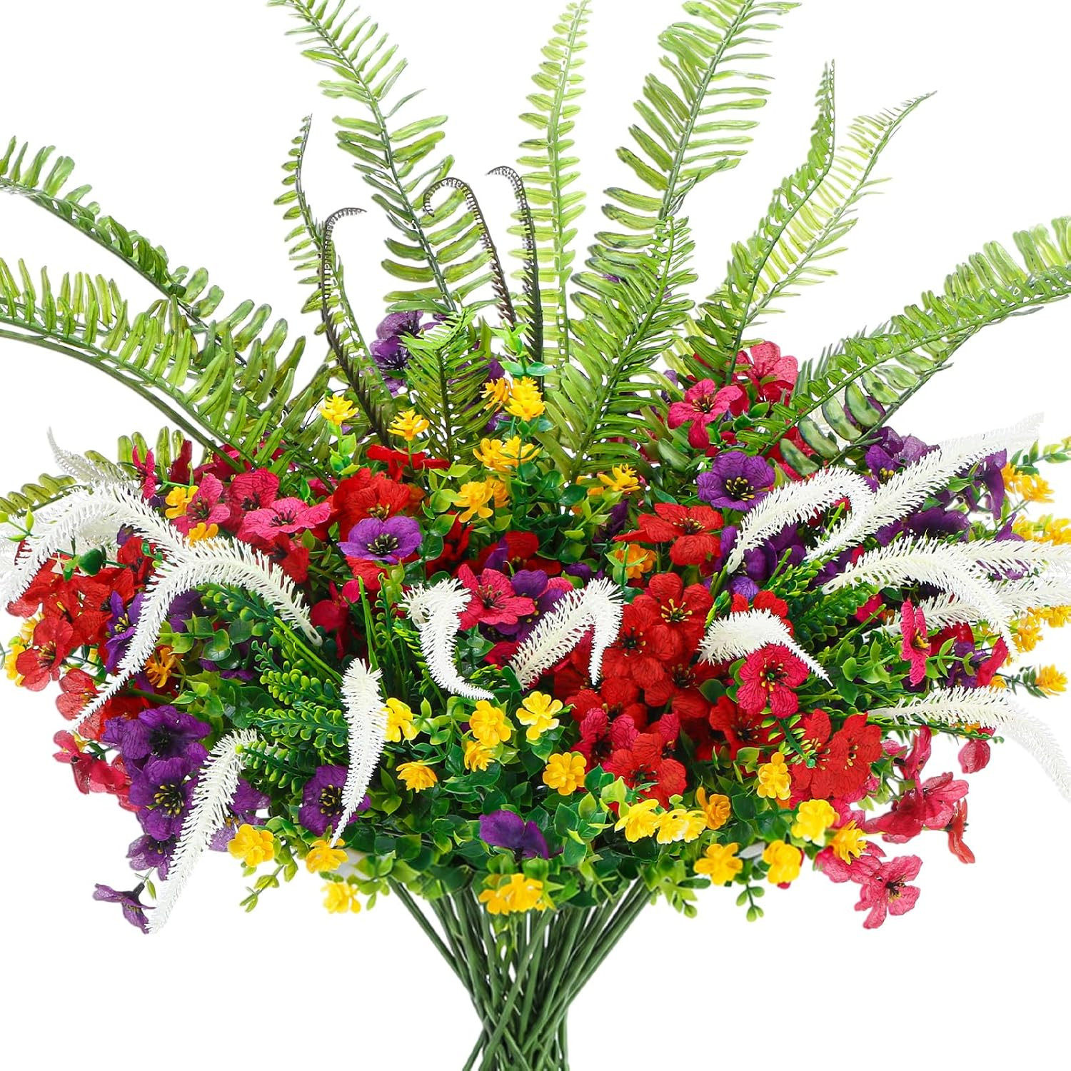 22 Pack UV Resistant Rust-Proof Artificial Flowers for Outdoor Decor