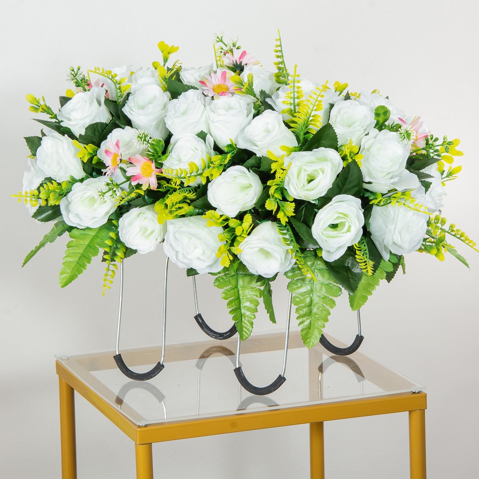 Artificial Headstone Flower Saddle, Cemetery Flowers for Grave, Cemetery Sadd…