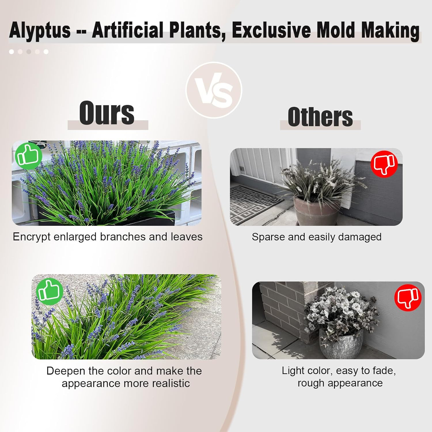 alyptus Artificial Plants Outdoor Fake Monkey Grass with Flowers for Pot