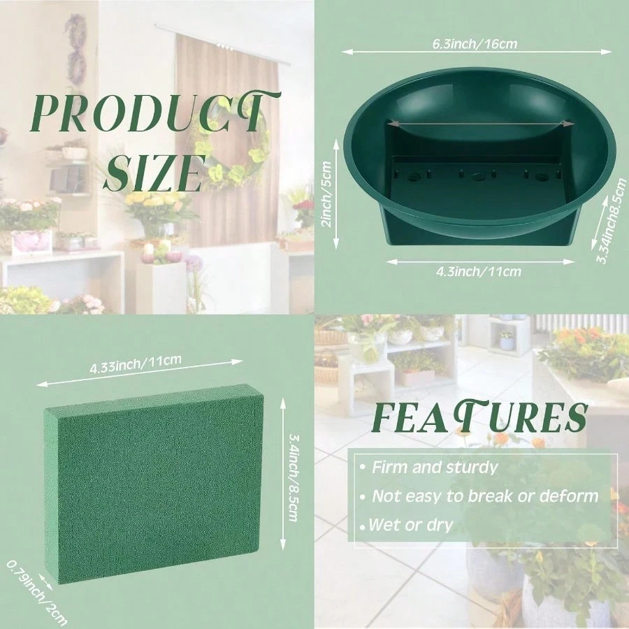 48 Pack 6.3″ Floral Foam Bowls Kit Flower Arrangement For Wedding Party Table